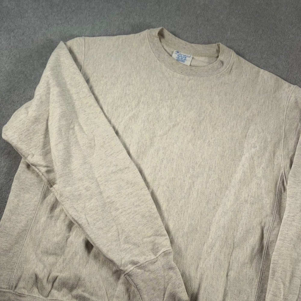 Champion Reverse Weave Sweatshirt Mens M Oatmeal Heather Solid Crewneck Pullover